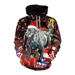 Nouveau pull à capuche de Noël unisexe à la mode motif solide col rond imprimé en 3D pour l'hiver - Product Image 6