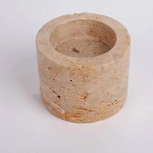 Portavelas de Piedra Travertino Hecho a Mano, Diseño Moderno y Minimalista, Textura Natural Duradera para una Decoración Elegante del Hogar - Product Image 2