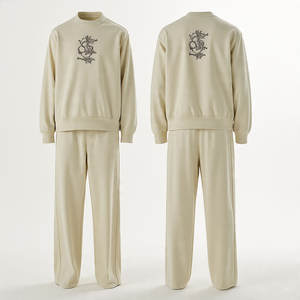 Men Baggy 2 Piece Tracksuit | Sweatsuit zipper jacket Flare Pant Jogger <b>Sweatpants</b> <b>Set</b> / Custom Logo Distressed Embroidery - Product Image 2