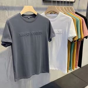 เสื้อยืดคอกลมคอกลมลายนูนแขนสั้นสำหรับผู้ชายเสื้อแฟชั่น2026 100% ลายนูนสำหรับ3D - Product Image 1