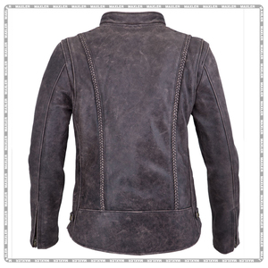 Veste de moto en cuir véritable à manches longues pour femmes avec conception de fermeture à glissière de logo personnalisé pour conduire une moto - Product Image 2