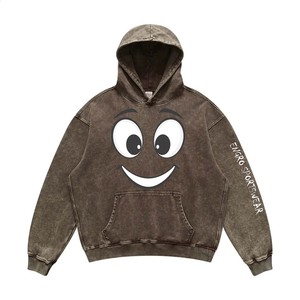 Sudadera con capucha de algodón para hombre, ropa de calle vintage de gran tamaño de algodón lavado ácido de alta calidad, 400gsm - Product Image 3