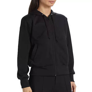 Sudadera recortada con logotipo personalizado para mujer, Sudadera con capucha corta de manga larga de Color sólido para mujer, que se vende en todo el mundo 2024 - Product Image 3