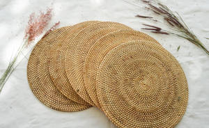 Round Natural Rattan Placemats Rattan Wicker Placemats Wicker Dinner Ware Handmade From Vietnam - Product Image 2