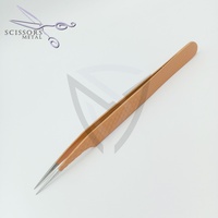 Pince à épiler professionnelle japonaise en acier inoxydable de 14 cm pour extensions de cils, à pointe fine et souple, à dents, pour prélèvement métallique