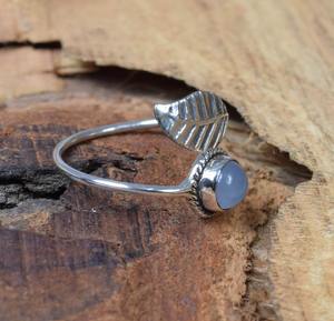 Lujoso anillo de piedras preciosas de Plata de Ley 925 hecho a mano Calcedonia niñas fiesta joyería sello plata esterlina - Product Image 3