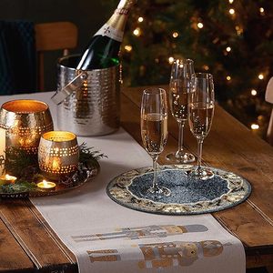 Mordent Luxury <b>White</b> Gold Glass Beaded Placemat for <b>Dining</b> <b>Tables</b> for Family Gatherings Christmas Thanksgiving Celebrations - Product Image 2