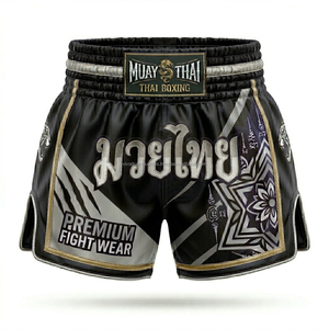 Shorts de Muay Thai personnalisés OEM, en tissu satiné, shorts de boxe, équipement de combat MMA, fournisseur en gros, shorts de Muay Thai brodés - Product Image 5