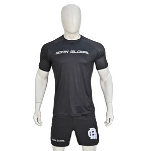 Camisa de compresión para gimnasio para hombre, mezcla de LICRA de manga corta ajustada con costuras planas para soporte durante el entrenamiento - Product Image 1