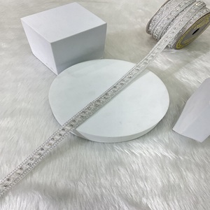 Sang trọng mini Kim Cương moti tôn tạo sarees và gowns thủ công mặc cô dâu trong ngọc trai biên giới TRIM Bạc ren vải - Product Image 2