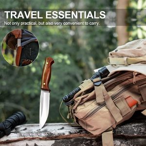 Couteau de chasse en acier fait main D2 et lame fixe en acier inoxydable, couteau de survie en plein air avec étui en cuir - Product Image 5