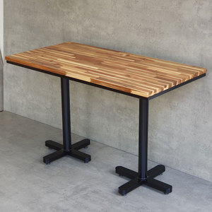 Table basse rectangulaire en bois d'acacia style ferme moderne 120x60cm avec double pieds en fer, mobilier de salon durable - Ensemble CFD68187 - Product Image 2