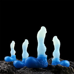 Dildo en silicone souple en gros, motif animal fantastique, chien et <span class=keywords><strong>loup</strong></span>, avec base, bleu verre, 4 tailles, <span class=keywords><strong>jouet</strong></span> sexuel pour adultes pour couples - Product Image 1