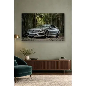 Impression sur toile Fida Silver Mercedes Classe C dans un décor de forêt de bambou - Product Image 4