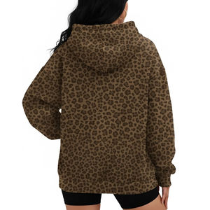 Custom Size Casual Wear <b>Women</b> Leopard-print Hoodies New Arrival Long Sleeve Lightweight <b>Pullover</b> Hoodie <b>For</b> Ladies - Product Image 2