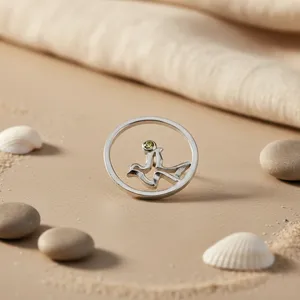 Women's 925 Silver Abstract Ring with Green Gemstone Trendy Luxury 18K <b>Gold</b> & Rhodium Plating Inlaid <b>Number</b> Shape Jewelry - Product Image 1