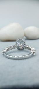 Bijoux fins ARGENT STERLING 14K Or Blanc Massif Ovale Diamant Bague de Fiançailles 3 CT Blanc VVS Naturel Ensemble De Mariage Bague - Product Image 4