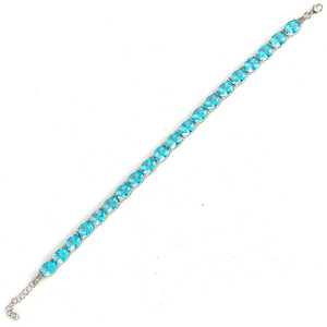 925 Sterling Silver Geometric Waterway Bracelet with Synthetic Aquamarine <b>Stone</b> Gold Plated Religious Trendy <b>Large</b> Braclet Gift - Product Image 2