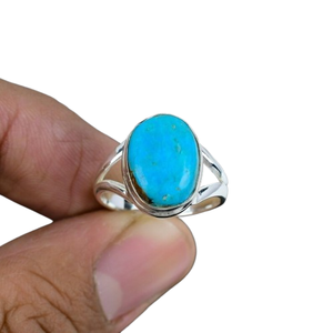 Bague classique faite à la main 925 bijoux en argent massif pour femmes 925 argent Sterling Turquoise pierre précieuse Boho Style bague cadeau soeur - Product Image 1