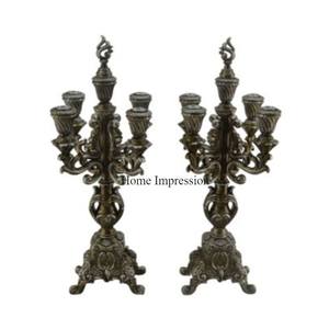 Lot de 2 candélabres de qualité luxueuse de 3 bras en plaqué or et de couleur noire de fournisseur indien - Product Image 6