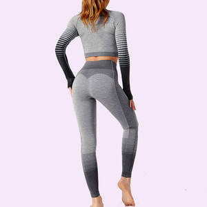 2025 ensembles de Yoga pour femmes sur mesure vêtements actifs respirants à séchage rapide avec impression de Logo ensemble de Legging à motif solide dernière arrivée - Product Image 3