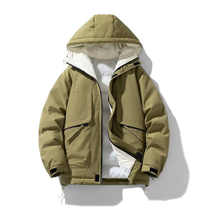 Chaqueta Bomber para Hombre Otoño 2025, Diseño Moderno con Contraste de Color, Gruesa, Cálida, Transpirable, Resistente al Viento, Manga Larga, Bolsillos Delanteros y Capucha - Product Image 2
