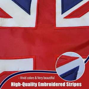 Drapeau britannique 12x18 pouces, brodé, résistant, petit drapeau de bateau du Royaume-Uni, durable, imperméable, en polyester, Union Jack, avec support en aluminium - Product Image 3