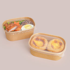 Boîte à salade en papier kraft jetable de 360ml 450ml à emporter de taille mini rectangle bol de récipient alimentaire pour plat d'accompagnement fruit cornichon collation - Product Image 4