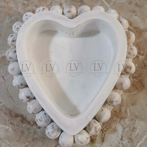 Bol à pâte en forme de cœur perlé en bois d'acacia Design vintage Bougeoir artisanal écologique Cadeau Saint Valentin Vente en gros - Product Image 4