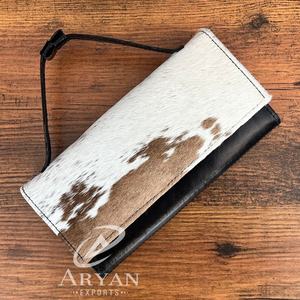 Nouvelle vente chaude Designer en cuir de vachette véritable pochette sac à main pochette portefeuille cheveux noirs sur cacher portefeuilles en cuir cadeau pour les femmes - Product Image 1