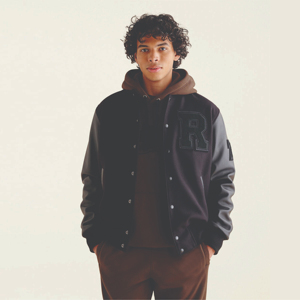 Veste Letterman Varsity en laine personnalisée pour hommes en cuir véritable noir col montant couleur broderie logos étiquettes pour l'hiver - Product Image 1