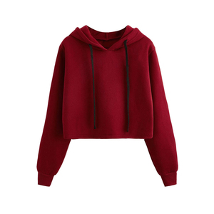 Venta al por mayor Tarifa Nuevo diseño Invierno Cálido Mujeres Crop Top Sudadera con capucha Factory Outlet Tamaño regular Mujeres Crop Top sudaderas con capucha - Product Image 1