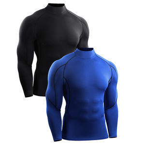 เสื้อยืดแขนยาวคอสูงสำหรับผู้ชาย ผ้ารัดรูป แห้งเร็ว ยืดหยุ่น เหมาะสำหรับออกกำลังกาย วิ่ง และฝึกซ้อม - Product Image 5