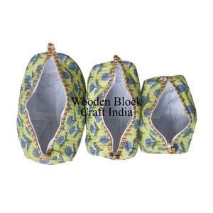 Juego de 3 Bolsas de Cosméticos Acolchadas con Cierre, 100% Algodón, Ecológicas, para Mujer, para Artículos de Tocador - Product Image 4