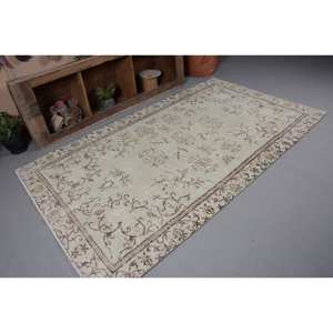 พรมขนสัตว์ตุรกีสีเบจและน้ำตาล8in 4ft วินเทจดีไซน์แบบเย็บปะติดคลาสสิกสำหรับทางเข้าห้องนอนหรือบริเวณหลังของวัยรุ่น - Product Image 5