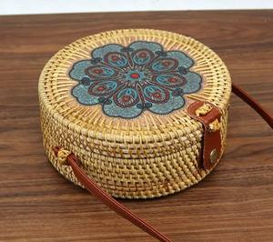 HANDMADE VIETNAM ROUND HANDBAG: RATTAN BAG FASHION TOTE ECO FRIENDLY FOR SUMMER TRAVEL USE. - Product Image 5