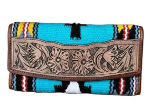 Cartera Trifold Floral con Diseño Western para Mujer, Tejido Tipo Manta, con Correa para la Muñeca, Bloqueo RFID, Forro de Nailon Resistente, para Viajes y Uso Diario - Product Image 3