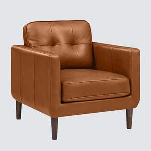 Shlok Contemporary Design Light Brown <b>Leather</b> Arm <b>Chair</b> <b>for</b> <b>Living</b> <b>Room</b> - Product Image 3