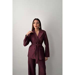Costume ceinturé brillant prune - Prune - Product Image 3