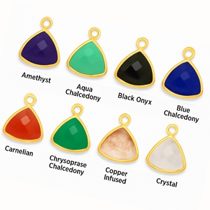 Calcédoine bleue à facettes Triangle Gemstone Charm Lunette plaquée or rose Composant de bijoux en pierre de naissance fait à la main en argent sterling - Product Image 6