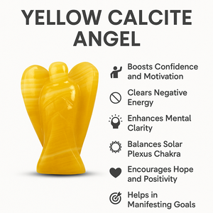 Estatuilla de Ángel de calcita amarilla hecha a mano, piedra guardiana de bolsillo de cristal Natural para curación energética y decoración de regalos - Product Image 3