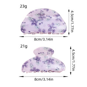 กิ๊บติดผมลายดอกไม้ขนาดใหญ่สไตล์วินเทจ กิ๊บอะคริลิกแบบมีกลิตเตอร์ กิ๊บหนีบผมแบบไม่ลื่นสำหรับผู้หญิง - Product Image 2