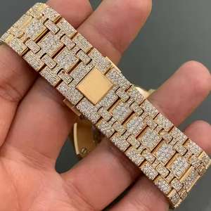 Luxury Hip Hop Moissanite Stainless Steel <b>Watch</b> Brilliant Cut Diamonds Iced VVS Clarity Smart <b>Digital</b> Dial Display Glass Window - Product Image 2