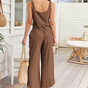 Conjunto de salón de dos piezas marrón chocolate, trajes de verano para mujer, ropa activa, Top y pantalones cortos, conjuntos a juego, ropa de mujer - Product Image 4