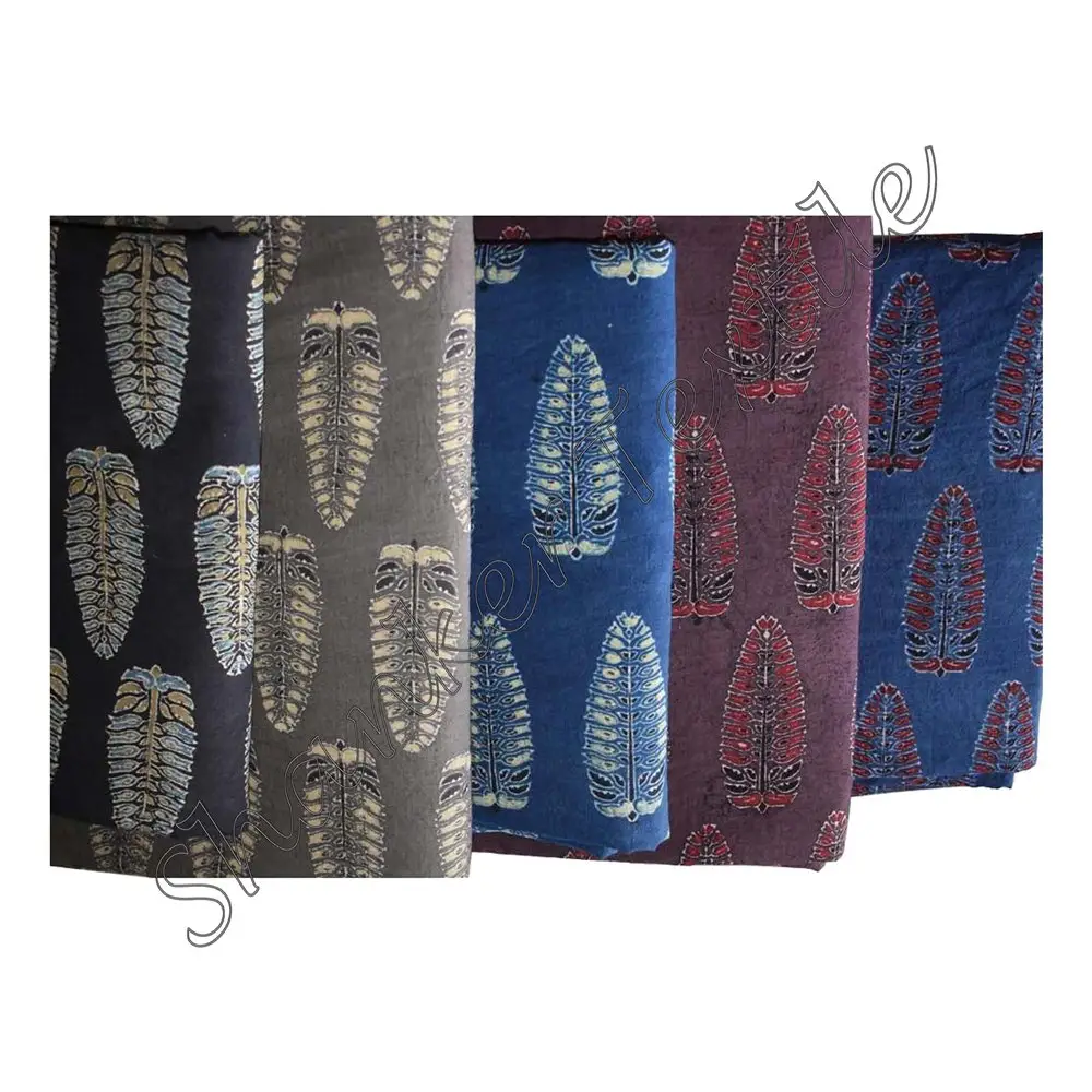 Beautiful Ajrak/Ajrakh Cotton Hand Block Printed Fabric For Women Clothing Bag Dress & More Floral Printed Cotton Fabric Cloth