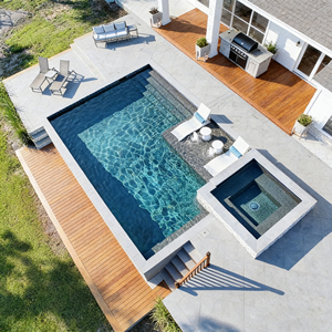 Piscine familiale en fibre de verre enterrée sur mesure, préfabriquée, résistante à la corrosion, aux UV et aux fissures, pour l'extérieur - Product Image 3
