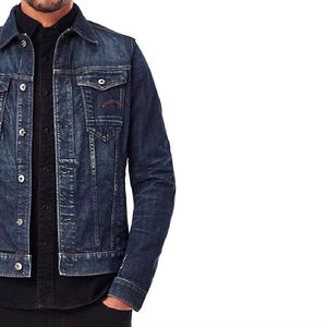 Veste en jean pour hommes Veste en jean à la mode pour hommes Veste en jean délavée décontractée déchiré coupe ajustée boutonnée Veste boutonnée avec logo personnalisé OEM - Product Image 3