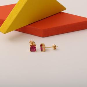 Pendientes de tuerca clásicos, joyería para mujer, joyería de estilo bohemio de plata, pendientes hechos a mano de piedras preciosas de rubí de Plata de Ley 925, regalo - Product Image 5