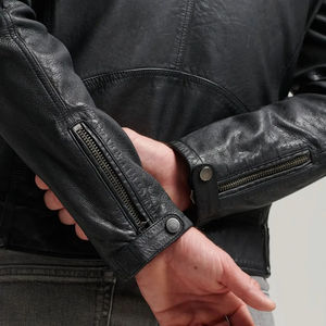 Chaqueta de cuero de motorista para hombre con cuello alto, multibolsillos, material duradero, recién llegado, precio con descuento para ropa al aire libre - Product Image 6