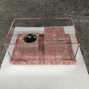 Ensemble de brûleur à encens et plateau de décoration d'intérieur de haute qualité, fait à la main pour les fêtes de l'Aïd, en bois naturel avec incrustations de nacre - Product Image 4